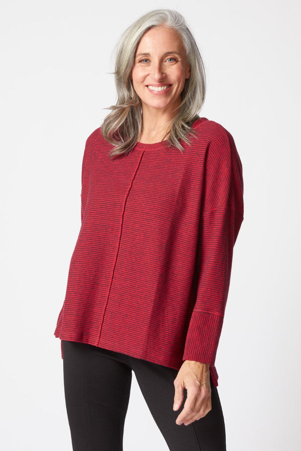 Pasadena Stripe Canyon Pullover Top Ruby