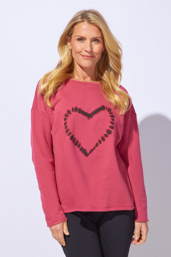 Fleece Heart Pullover Sweatshirt