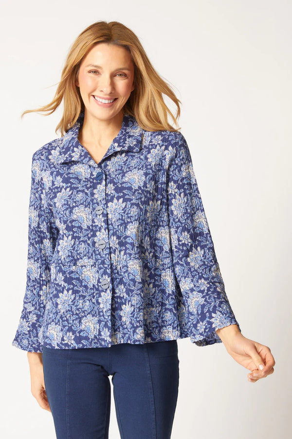 Batik Floral Flounce Jacket