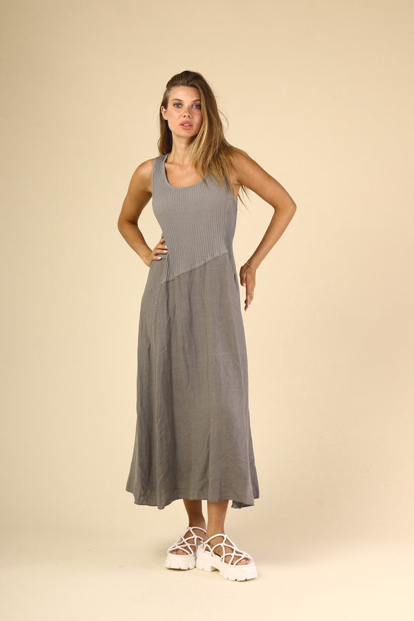 Linen Tie Dress Moss