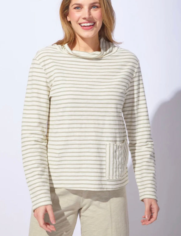 Santa Barbara Stripe Funnel Neck Tee