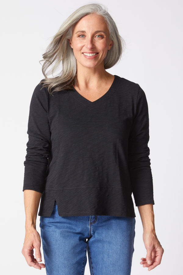 Seamed V-Neck Tee Shirt