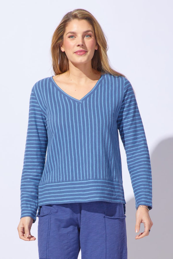 Santa Barbara Stripe Easy V-Neck Tee